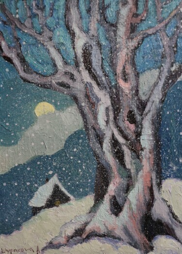 Peinture intitulée "Winter twilight" par Anna Shurakova, Œuvre d'art originale, Huile