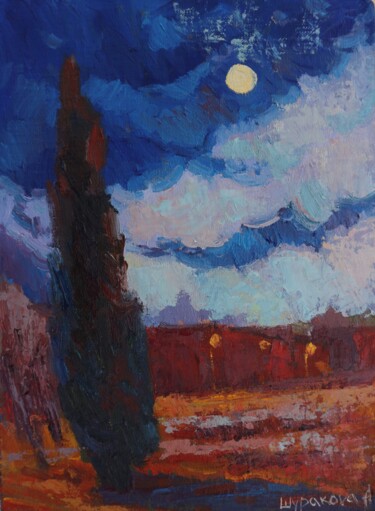 Pittura intitolato "Full Moon" da Anna Shurakova, Opera d'arte originale, Olio