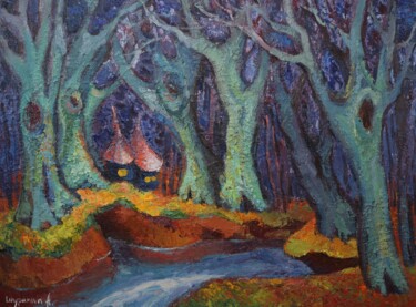 Pittura intitolato "In the woods" da Anna Shurakova, Opera d'arte originale, Olio