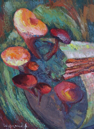 Malerei mit dem Titel "Forest stump" von Anna Shurakova, Original-Kunstwerk, Öl