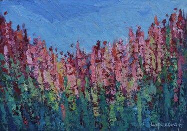 Pittura intitolato "Blooming field" da Anna Shurakova, Opera d'arte originale, Olio