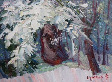 Картина под названием "Winter fantasy" - Anna Shurakova, Подлинное произведение искусства, Масло