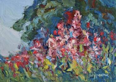 Painting titled "Blooming meadow" by Anna Shurakova, Original Artwork, Oil