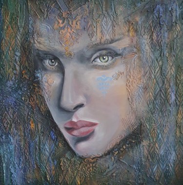 Painting titled "The Enchantress" by Anna Shuvaeva, Original Artwork, Acrylic Mounted on Wood Stretcher frame