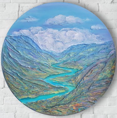 Painting titled "Dream of Altai (or…" by Anna Shuvaeva, Original Artwork, Acrylic Mounted on Wood Stretcher frame