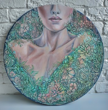 Painting titled "Dressed in flowers" by Anna Shuvaeva, Original Artwork, Acrylic Mounted on Wood Stretcher frame