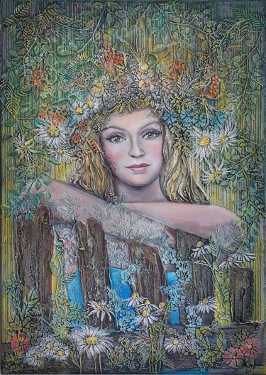 Pintura intitulada "A Woman-Summer" por Anna Shuvaeva, Obras de arte originais, Acrílico Montado em Armação em madeira