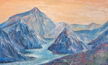 Painting titled "Valley of the Mount…" by Anna Shuvaeva, Original Artwork, Acrylic Mounted on Wood Stretcher frame