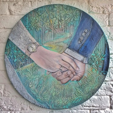 绘画 标题为“Together on the roa…” 由Anna Shuvaeva, 原创艺术品, 丙烯 安装在木质担架架上