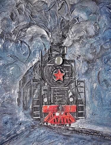 Ζωγραφική με τίτλο "Back to the Future" από Anna Shuvaeva, Αυθεντικά έργα τέχνης, Ακρυλικό Τοποθετήθηκε στο Ξύλινο φορείο σκ…