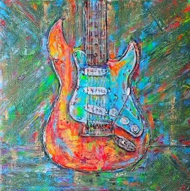 Картина под названием "My guitar" - Anna Shuvaeva, Подлинное произведение искусства, Акрил Установлен на Деревянная рама для…