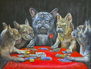 Painting titled "The big game" by Anna Shuvaeva, Original Artwork, Acrylic Mounted on Wood Stretcher frame