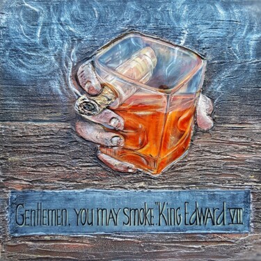 Картина под названием "A glass of whiskey…" - Anna Shuvaeva, Подлинное произведение искусства, Акрил