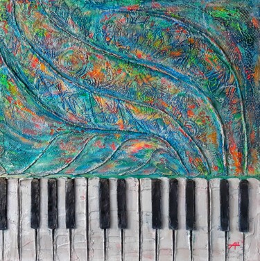 Ζωγραφική με τίτλο "Touching the keys" από Anna Shuvaeva, Αυθεντικά έργα τέχνης, Ακρυλικό Τοποθετήθηκε στο Ξύλινο φορείο σκε…