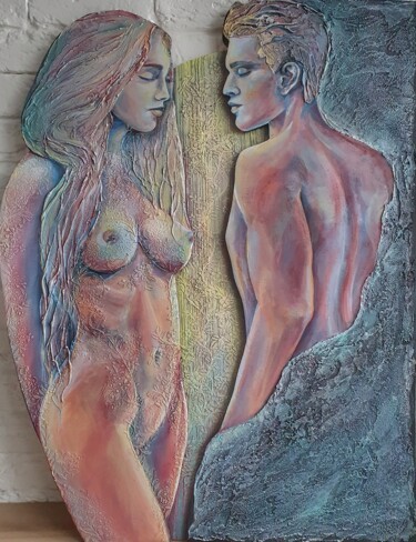 Painting titled "One dream for two" by Anna Shuvaeva, Original Artwork, Acrylic Mounted on Wood Panel