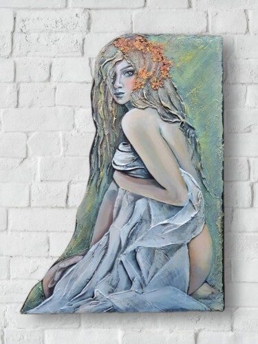 Painting titled "Waiting for morning…" by Anna Shuvaeva, Original Artwork, Acrylic Mounted on Wood Panel