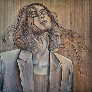 Malerei mit dem Titel "I live in a stream" von Anna Shuvaeva, Original-Kunstwerk, Acryl Auf Keilrahmen aus Holz montiert