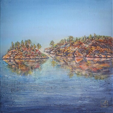 Painting titled "Memories of Karelia" by Anna Shuvaeva, Original Artwork, Acrylic Mounted on Wood Stretcher frame