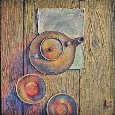 Pintura intitulada "The Tea party" por Anna Shuvaeva, Obras de arte originais, Acrílico Montado em Armação em madeira