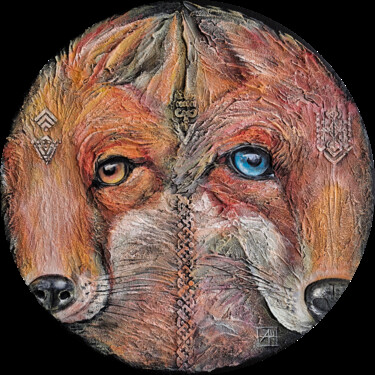 "The totem - Foxes" başlıklı Tablo Anna Shuvaeva tarafından, Orijinal sanat, Akrilik Ahşap Sedye çerçevesi üzerine monte edi…