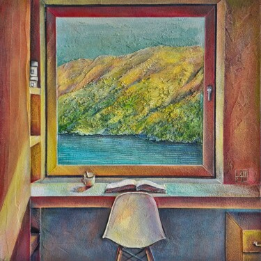 Schilderij getiteld "The window into sum…" door Anna Shuvaeva, Origineel Kunstwerk, Acryl Gemonteerd op Frame voor houten br…
