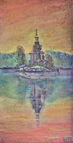 Картина под названием "The Chapel" - Anna Shuvaeva, Подлинное произведение искусства, Акрил Установлен на Деревянная рама дл…