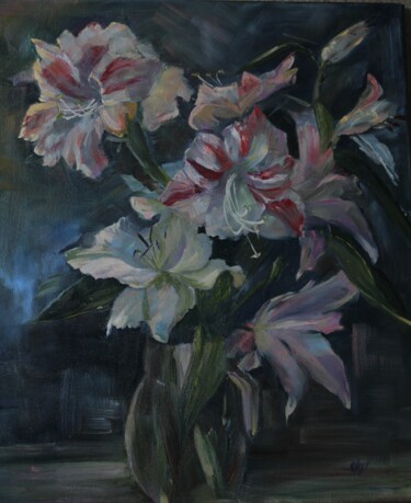 Painting titled "Цветы в кувшине.Лил…" by Anna Shwed, Original Artwork, Oil