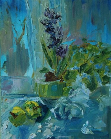 Painting titled "Небесный голубой. Л…" by Anna Shwed, Original Artwork, Oil