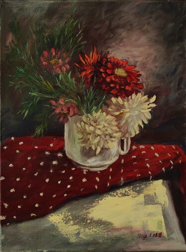 Картина под названием "Горох" - Anna Shwed, Подлинное произведение искусства, Масло