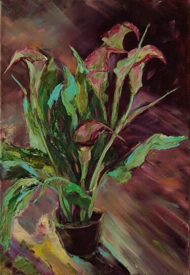 Peinture intitulée "Странные цветы" par Anna Shwed, Œuvre d'art originale, Huile