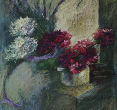 Рисунок под названием "Садовые цветы." - Anna Shwed, Подлинное произведение искусства, Пастель