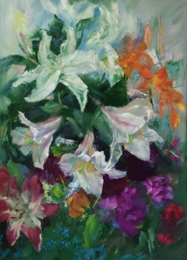 Картина под названием "Запах лилий сладкий" - Anna Shwed, Подлинное произведение искусства, Масло