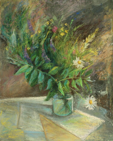 Dessin intitulée "Полевые цветы" par Anna Shwed, Œuvre d'art originale, Pastel
