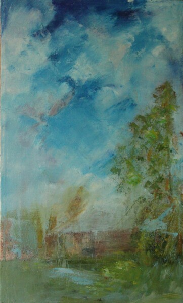 Картина под названием "небо в октябре" - Anna Shwed, Подлинное произведение искусства, Масло