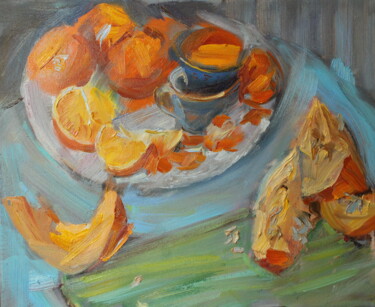 Peinture intitulée "Оранжевый зимой" par Anna Shwed, Œuvre d'art originale, Huile