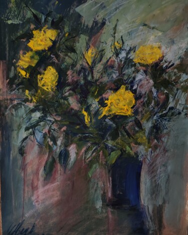 Peinture intitulée "Жёлтые розы" par Anna Shwed, Œuvre d'art originale, Tempera