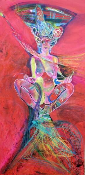 Malerei mit dem Titel "Eva in lotus positi…" von Anna Skorko, Original-Kunstwerk, Acryl