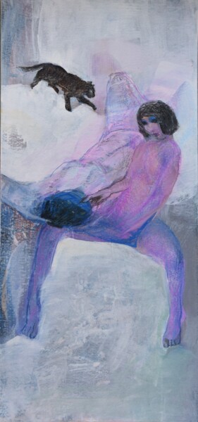 Pittura intitolato "На твоих коленях" da Anna Skorko, Opera d'arte originale, Acrilico
