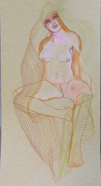 Картина под названием "Блондинка с длинным…" - Anna Skorko, Подлинное произведение искусства, Маркер