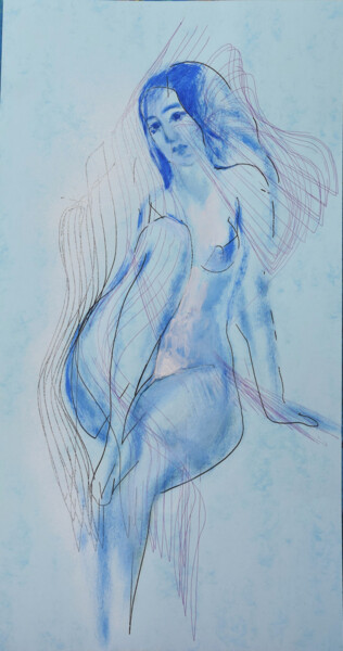 Peinture intitulée "Синий узор" par Anna Skorko, Œuvre d'art originale, Marqueur