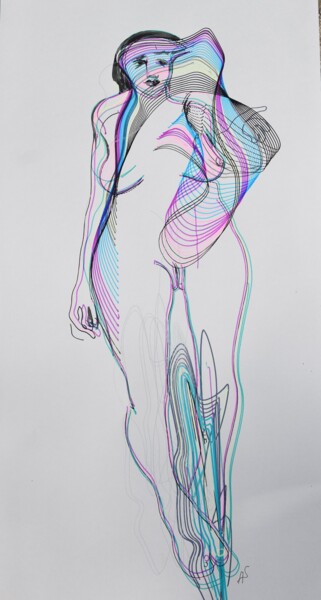 Картина под названием "Женские линии" - Anna Skorko, Подлинное произведение искусства, Маркер