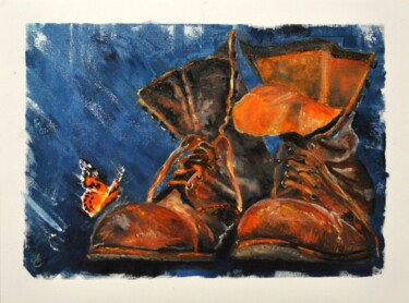 Картина под названием "Старые ботинки" - Анна Смольнова, Подлинное произведение искусства, Масло