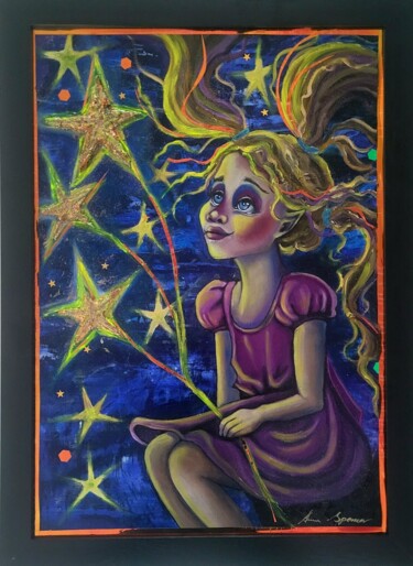 Painting titled "Oh my Stars!" by Anna Spencer, Original Artwork, Oil