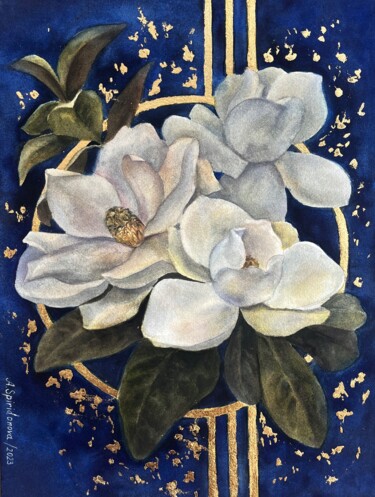 Malerei mit dem Titel "The scent of moonli…" von Anna Spiridonova, Original-Kunstwerk, Aquarell
