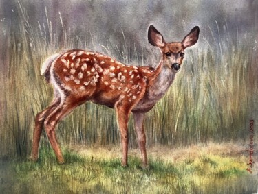Painting titled "In the foggy morning" by Anna Spiridonova, Original Artwork, Watercolor