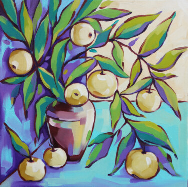 Schilderij getiteld "White apples. Kitch…" door Anna Startseva, Origineel Kunstwerk, Olie