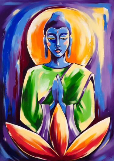 Peinture intitulée "Buddha meditation.…" par Anna Startseva, Œuvre d'art originale, Huile