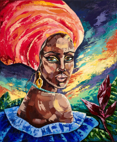 Картина под названием "Zemba. African woma…" - Anna Startseva, Подлинное произведение искусства, Масло