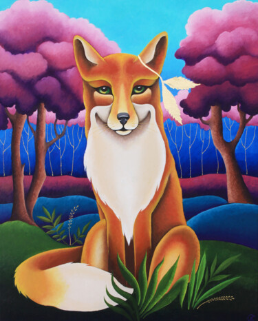 Schilderij getiteld "Magic fox. Kids roo…" door Anna Startseva, Origineel Kunstwerk, Olie