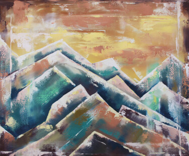 Painting titled "Mountains. Abstract…" by Anna Startseva, Original Artwork, Oil